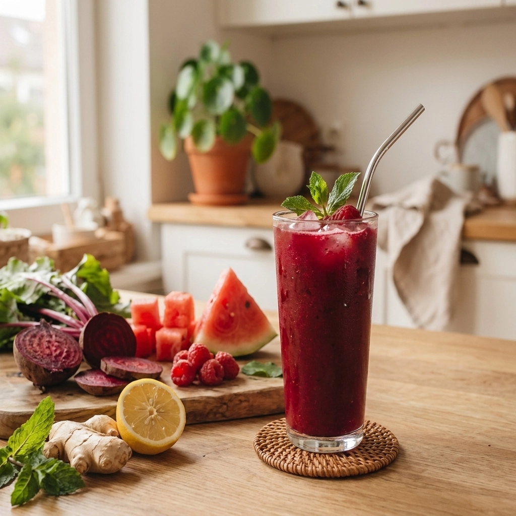 Batido Rojo y Frutos Rojos