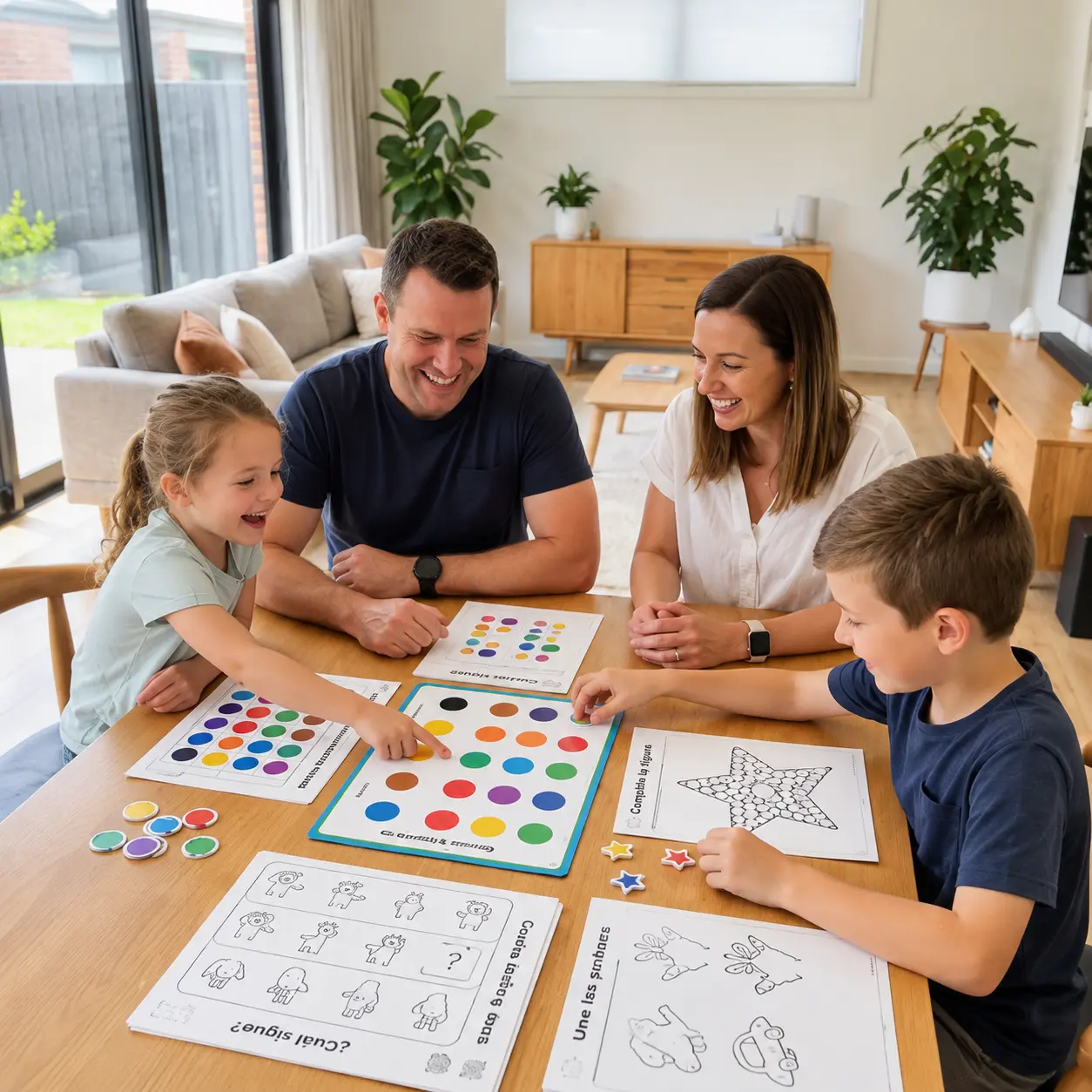Familia utilizando las actividades NeuroKids